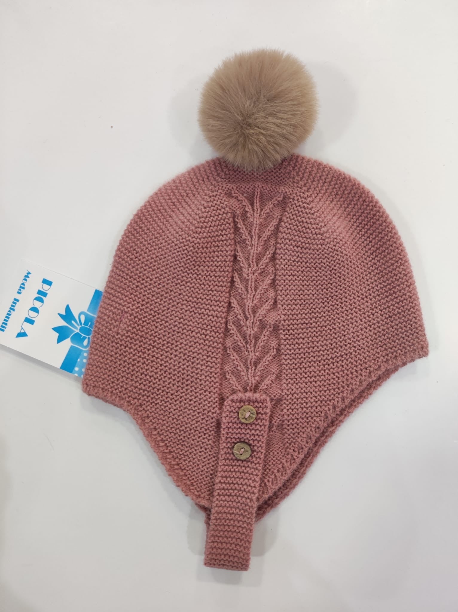 Gorro Pompón Rosa Palo