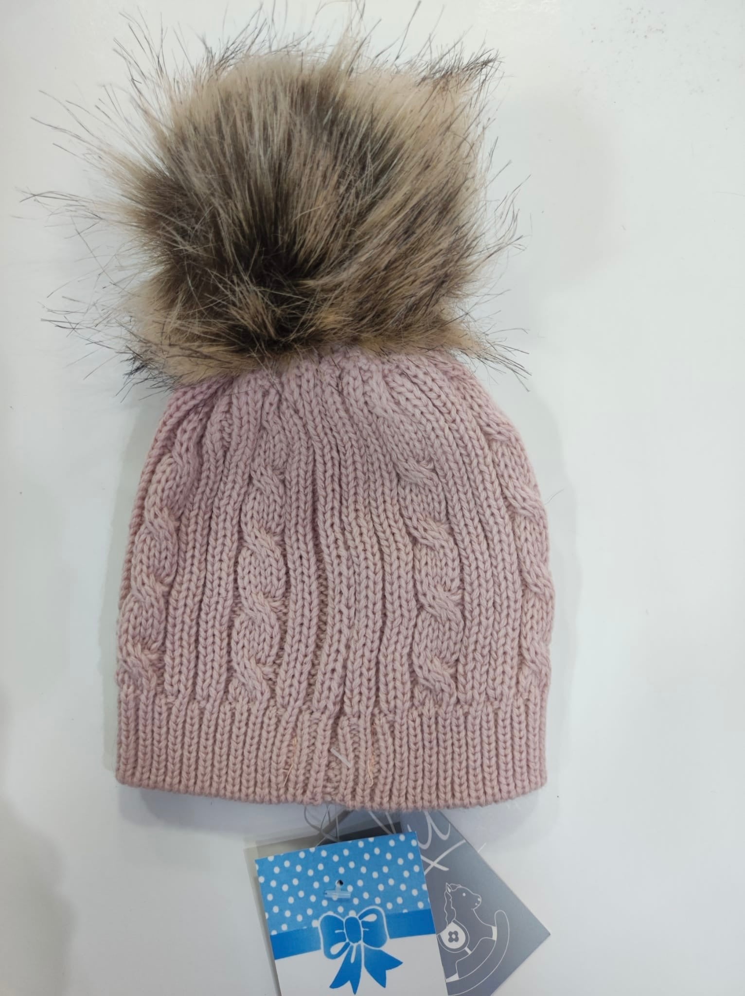 Gorro Pompón Rosa Palo